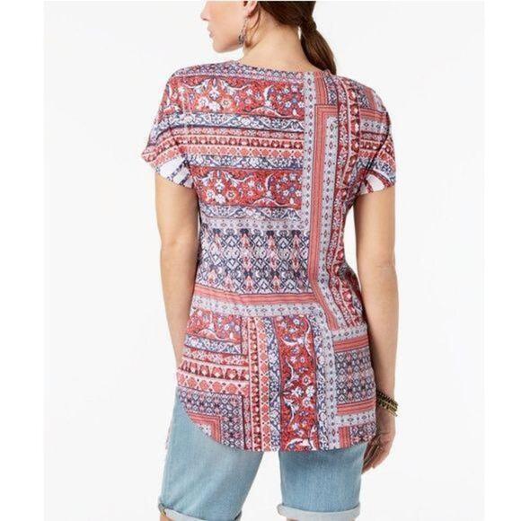 Style & Co Patchwork-Print T-Shirt - Picture 2 of 7